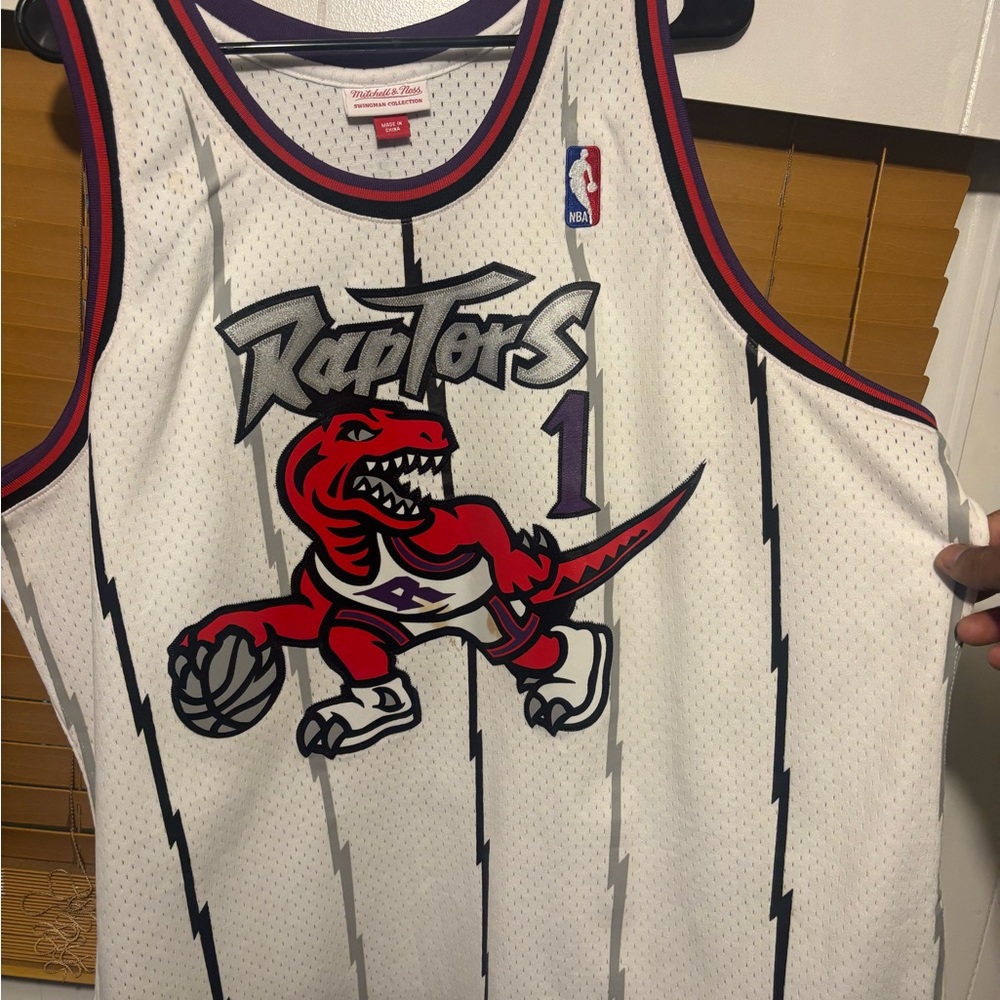 Mitchell & Ness White and Red Raptors Throwback Jersey Tracy Mcgrady